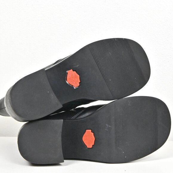 Harley Davison Leather Mid Calf Moto Biker Riding Zip Up Black Boots US6.5 UK4.5 - Picture 8 of 16